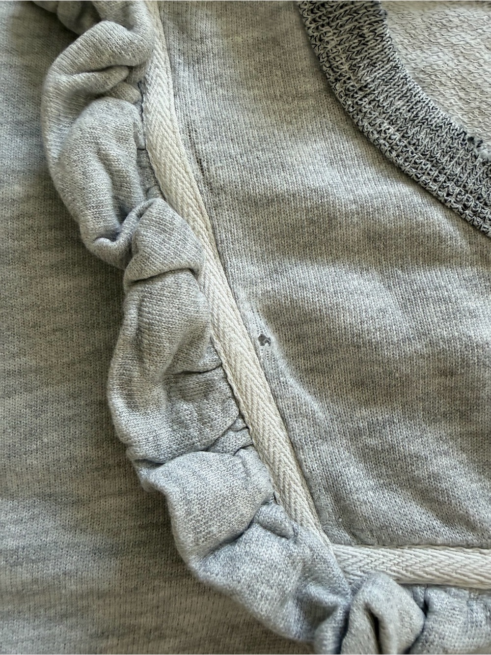 Shrunken Distressed Ruffle Bib Sweatshirt - Picture 7 of 8